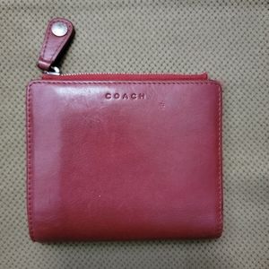Coach red leather vintage snap bifold wallet